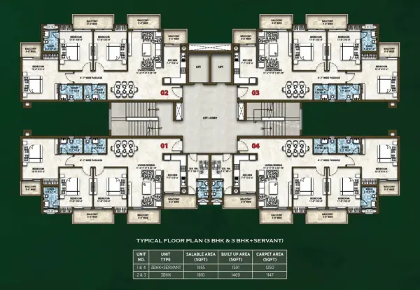 Omaxe Cassia 3BHK Floor Plan